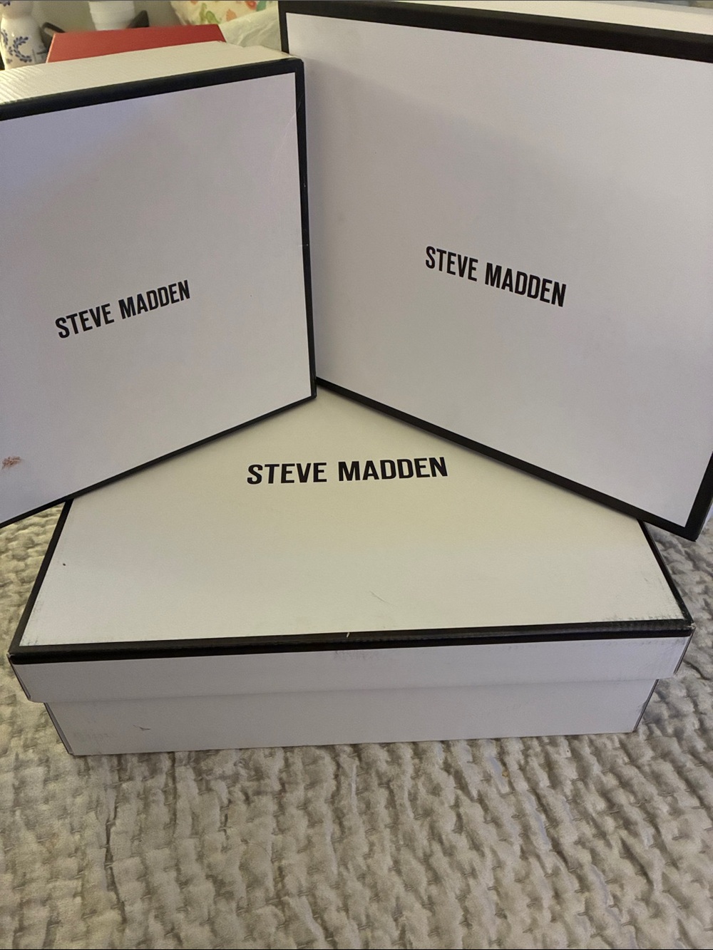Steve Madden White and Black Logo Shoe Gift Boxes(LOT OF 3)
